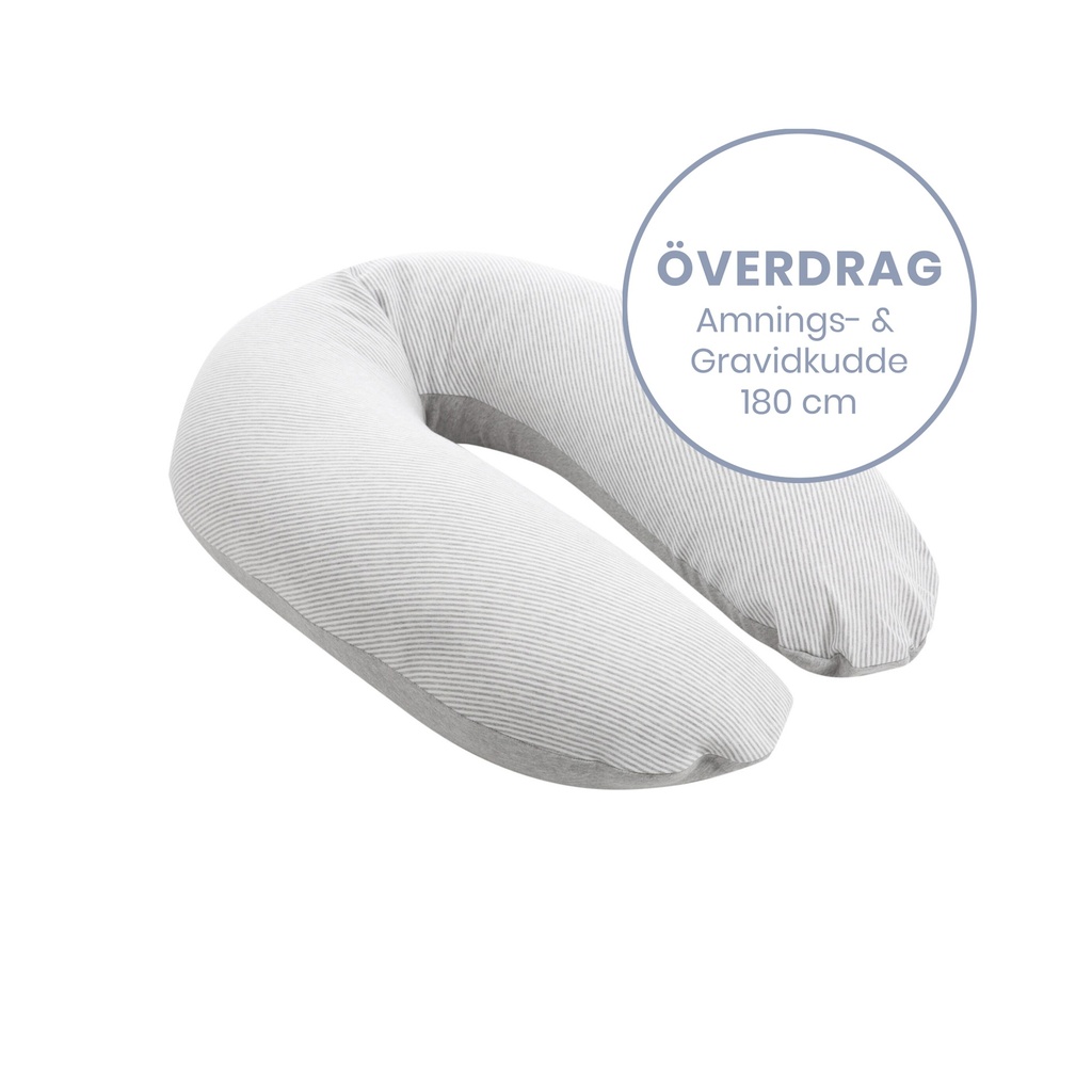 Doomoo Överdrag Amnings- gravidkudde - Randig Grå