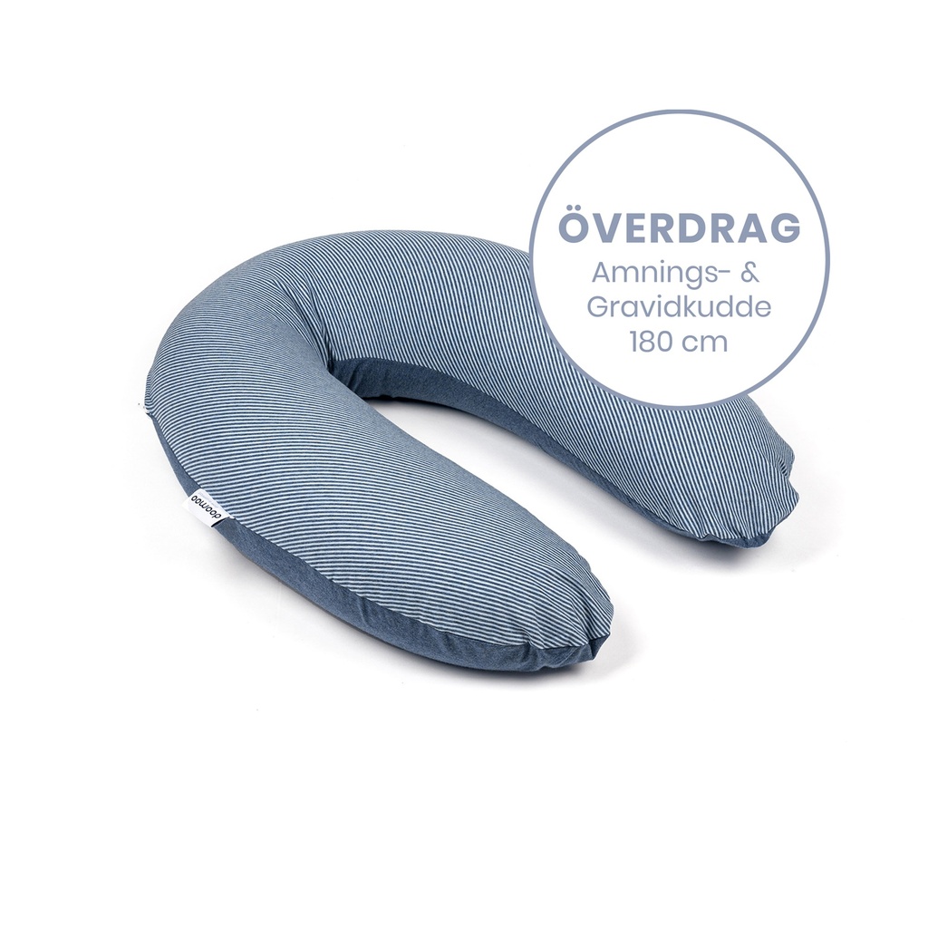 Doomoo Överdrag Amnings- gravidkudde - randig Blå