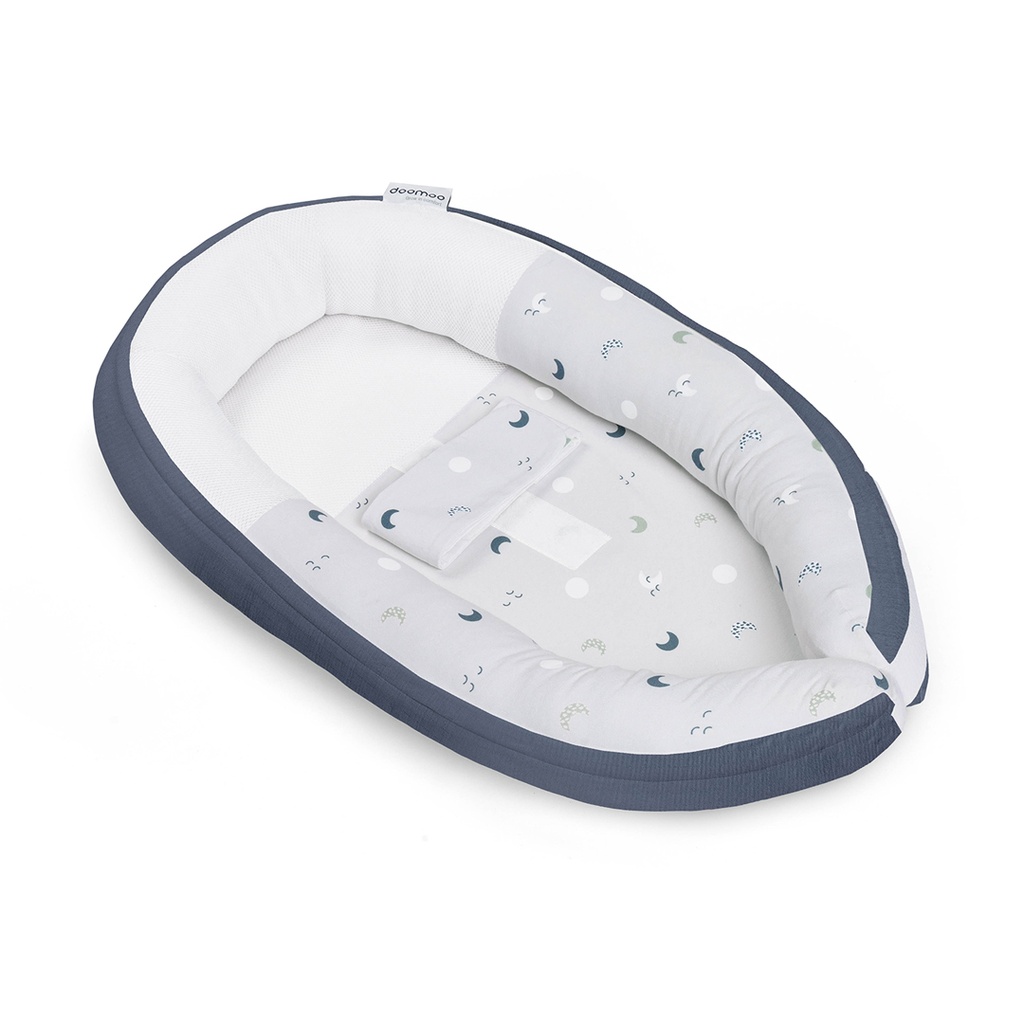 Doomoo Babynest - Måne Blågrå