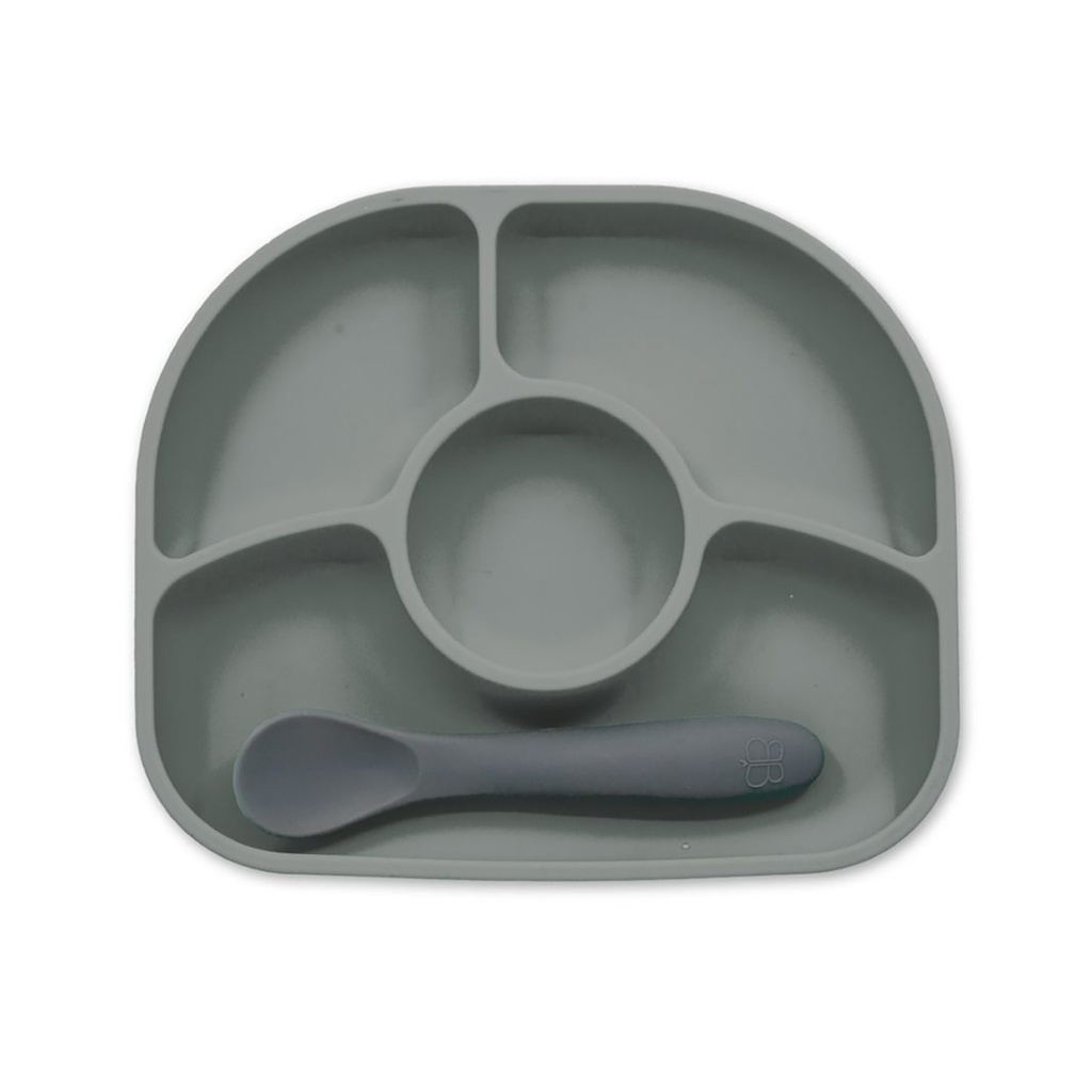 bblüv Tallrik antispill + Sked  Grå