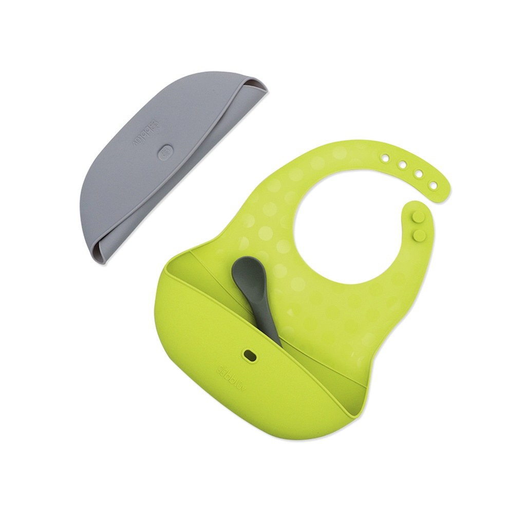 bblüv Haklappstallrikar + Sked - Lime/Grå