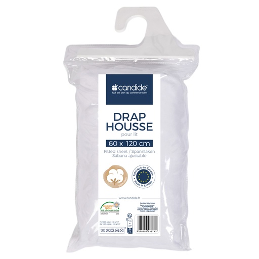 [3275056935713] Candide Dra-på-lakan Bomull Vit 60x120