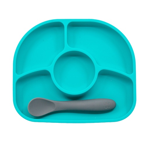 [842084000008] bblüv Tallrik antispill + Sked Aqua