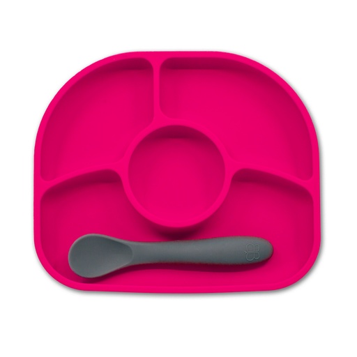 [842084000022] bblüv Tallrik antispill + Sked  Rosa